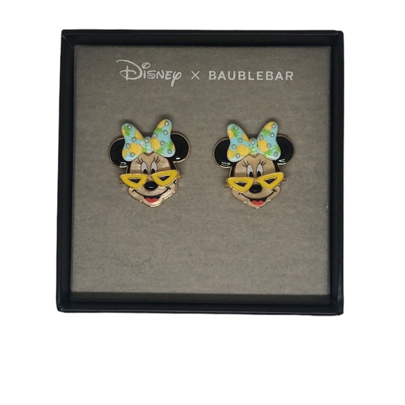 NEW Disney X Baublebar Disney Gold Minnie Mouse Summer Beach Bow Earrings - Picture 4 of 12